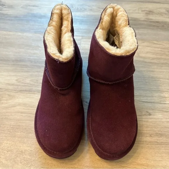 BEARPAW Natalia Suede Tassel Boot purple wool ankle boots size 7