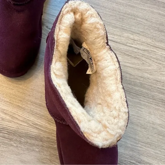 BEARPAW Natalia Suede Tassel Boot purple wool ankle boots size 7