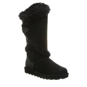 Bearpaw Sheilah Black Faux Fur Leather Boots Women's Size 6