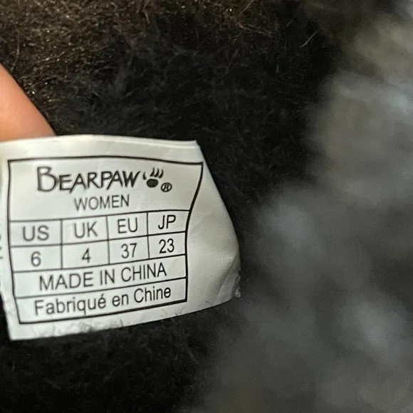 Bearpaw Sheilah Black Faux Fur Leather Boots Women's Size 6