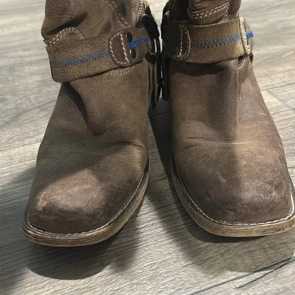 Bed Stü X Oak Tree Farms Opal Harness LeatherSquare Toe Riding Moto Boot Size 8