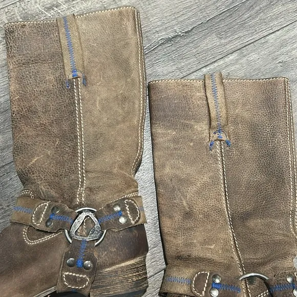 Bed Stü X Oak Tree Farms Opal Harness LeatherSquare Toe Riding Moto Boot Size 8