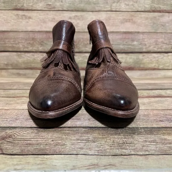 Bed Stu Brown Leather Dipper Ankle Boots
