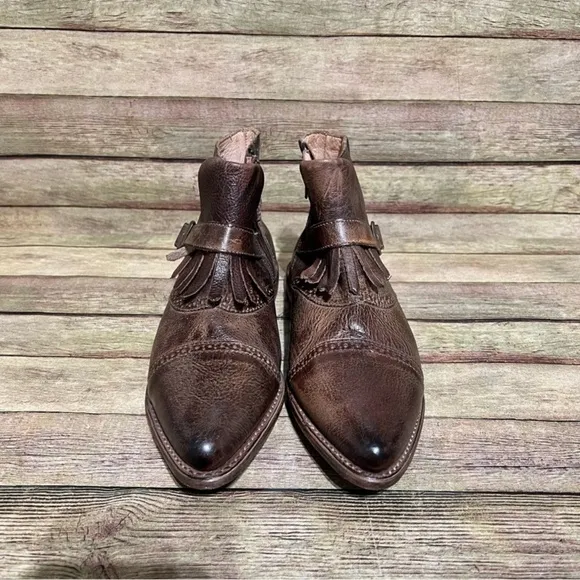 Bed Stu Brown Leather Dipper Ankle Boots