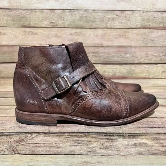 Bed Stu Brown Leather Dipper Ankle Boots