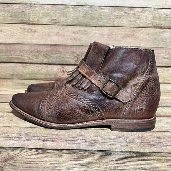 Bed Stu Brown Leather Dipper Ankle Boots