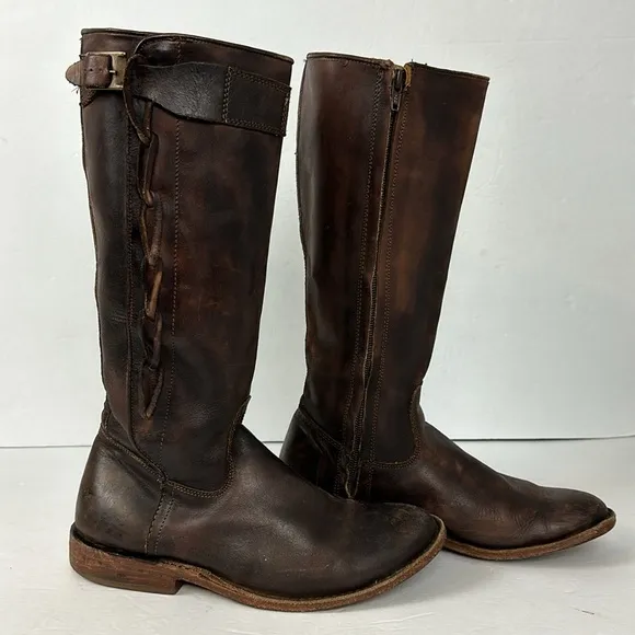 Bed Stu Cobbler Series Endless Tall Riding Boots Brown Leather Sz 6.5