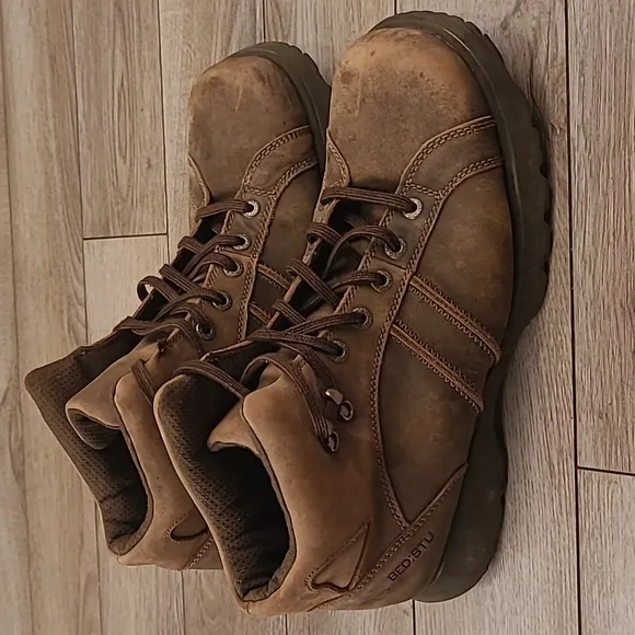 BED STU Dark Brown Leather Hiking Sz 13 Mens Ankle Lace‎ Up Boots VTG RARE