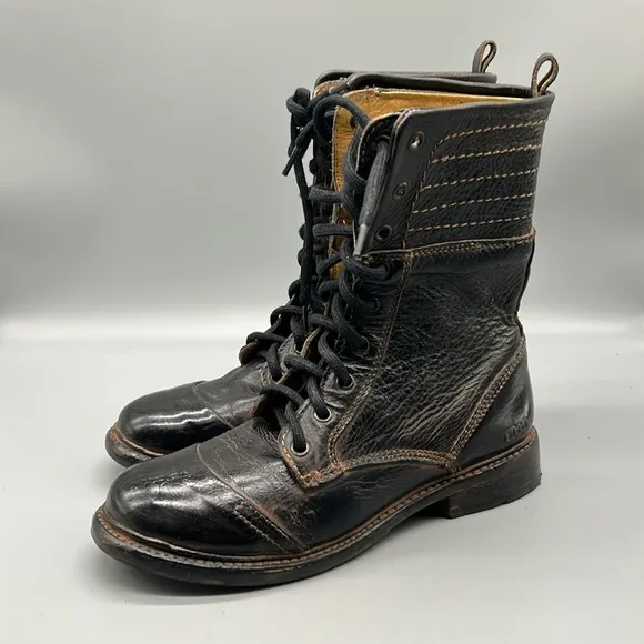 Bed Stu Dunscape Roanne Fold Over Distressed leather combat boots