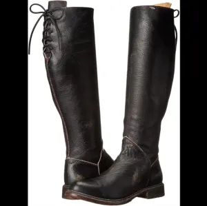 Bed Stu Manchester Distressed Leather Upper High Boots with Lace Accents