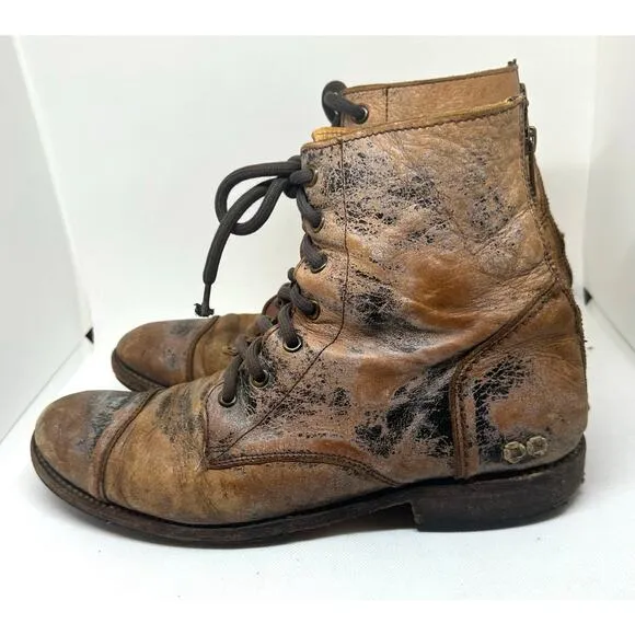 BED STU Protege Heavily Distressed Boots Rustic Tan Leather - Men’s Sz 10