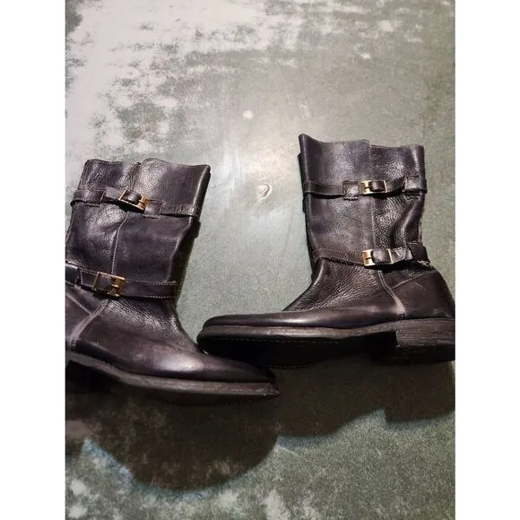 BED STU Turn Biker Boots black leather size 7.5