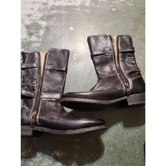 BED STU Turn Biker Boots black leather size 7.5