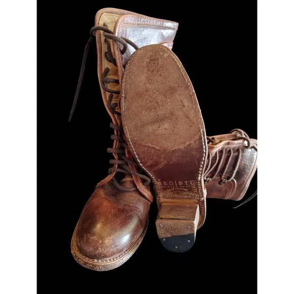 Bed|Stu Bed Stu Women's Jade Motorcycle Boots Size 7.5 Brown Leather Moto Grunge
