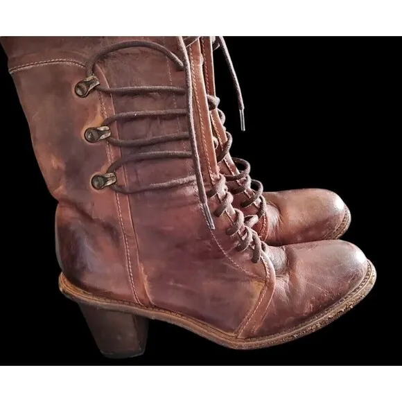 Bed|Stu Bed Stu Women's Jade Motorcycle Boots Size 7.5 Brown Leather Moto Grunge