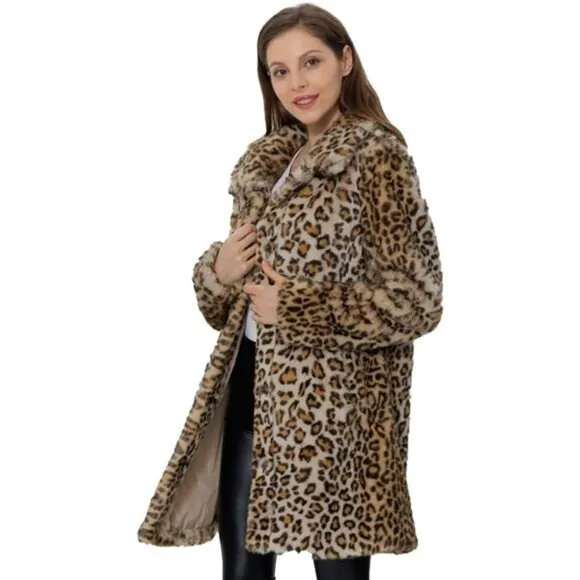 Bellivera Womens Leopard Print Fleece Coat, Fall and Winter Fashion Fuzzy