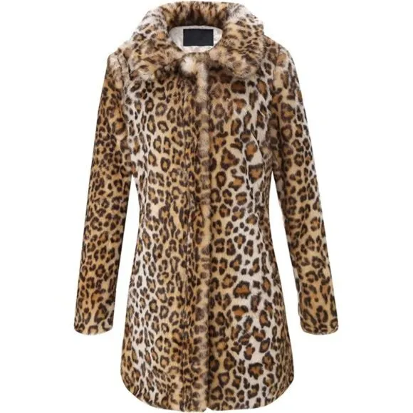 Bellivera Womens Leopard Print Fleece Coat, Fall and Winter Fashion Fuzzy