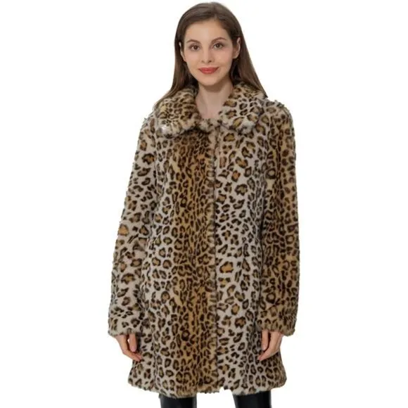 Bellivera Womens Leopard Print Fleece Coat, Fall and Winter Fashion Fuzzy