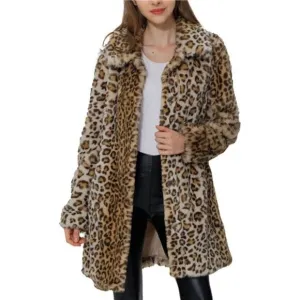 Bellivera Womens Leopard Print Fleece Coat, Fall and Winter Fashion Fuzzy