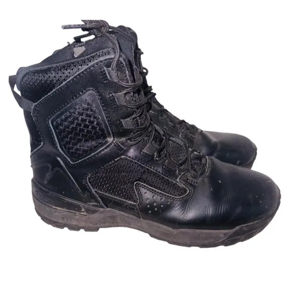 Belville Tactical Research Ultralite Leather 8 Black Combat Boots Zipper