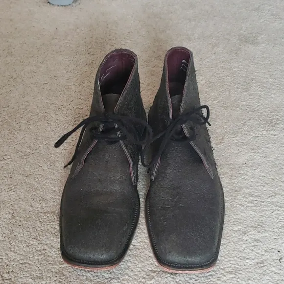 Ben Sherman Men's Black Distressed Leather Signature Chukka Boots US size 7