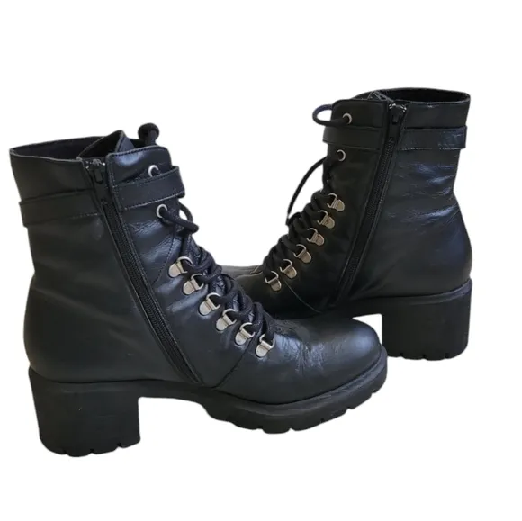 BERTUCHI Leather Chunky Boots Black 9 1/2