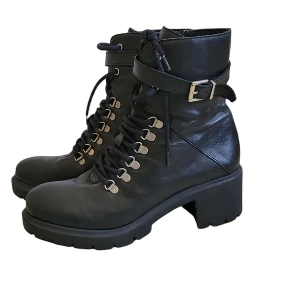 BERTUCHI Leather Chunky Boots Black 9 1/2