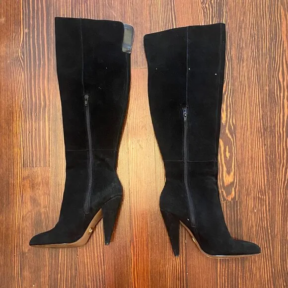 Betsey Johnson Black Suede Over the Knee Aleccia Boots