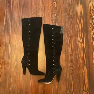 Betsey Johnson Black Suede Over the Knee Aleccia Boots