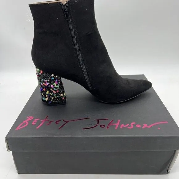 Betsey Johnson Riverr Jeweled heel boots size varies NIB