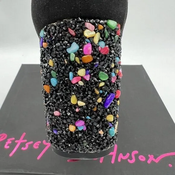 Betsey Johnson Riverr Jeweled heel boots size varies NIB
