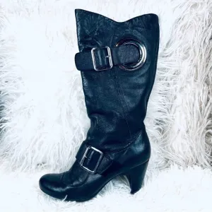BGBGirls Black Leather High Heel Buckle Bo…
