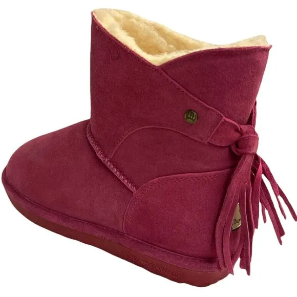 Big Girls Size (5) BEARPAW Mia Boots, from Finish Line Pink Suede Wool Sheepskin