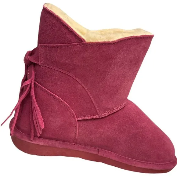 Big Girls Size (5) BEARPAW Mia Boots, from Finish Line Pink Suede Wool Sheepskin