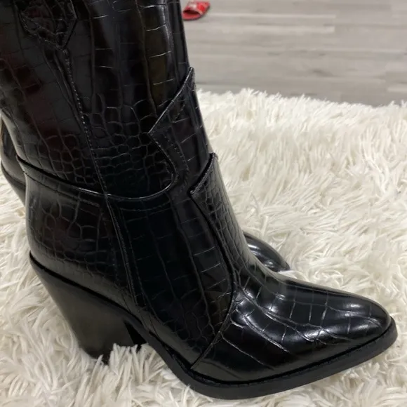 BILLINI Quill Croc Cowboy Boot black