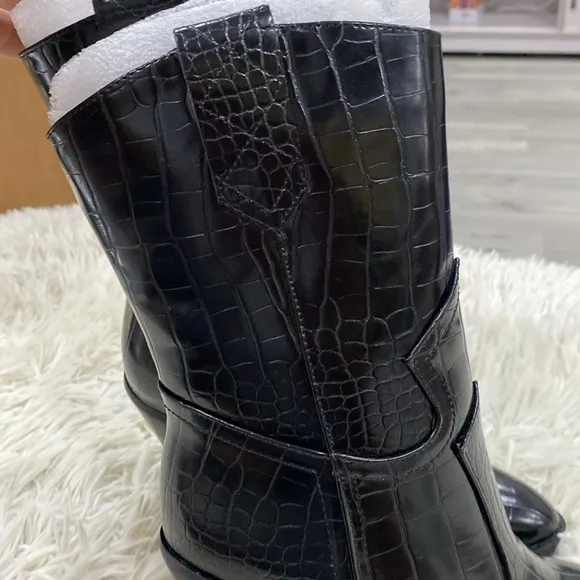 BILLINI Quill Croc Cowboy Boot black