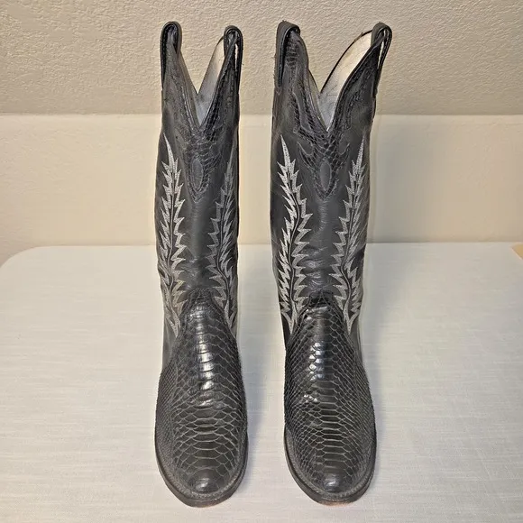 BILTRITE Men's Black Snakeskin Leather Cowboy Boots Size 9