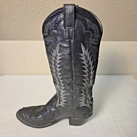 BILTRITE Men's Black Snakeskin Leather Cowboy Boots Size 9