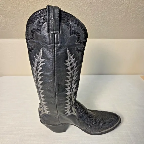 BILTRITE Men's Black Snakeskin Leather Cowboy Boots Size 9