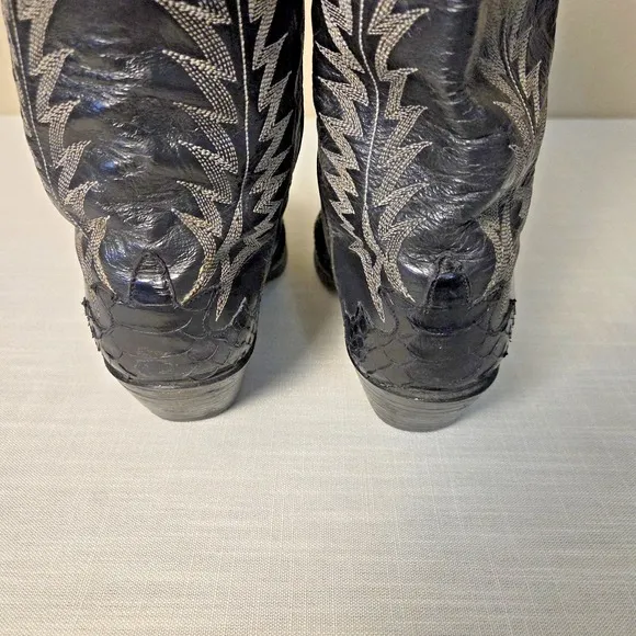 BILTRITE Men's Black Snakeskin Leather Cowboy Boots Size 9