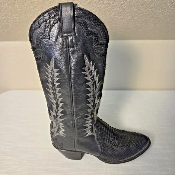 BILTRITE Men's Black Snakeskin Leather Cowboy Boots Size 9