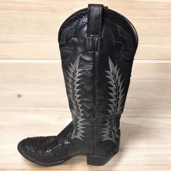BILTRITE Men's Black Snakeskin Leather Cowboy Boots Size 9