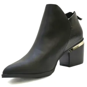 Black Ankle Boots with Mirrored Accent Heel Sz 10