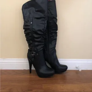 Black leather boots