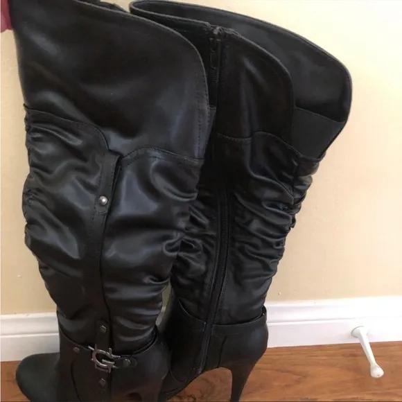 Black leather boots