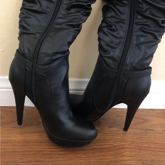 Black leather boots