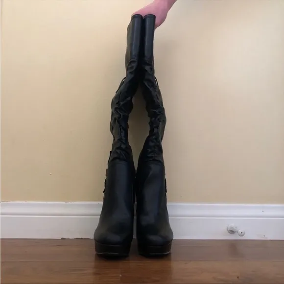 Black leather boots