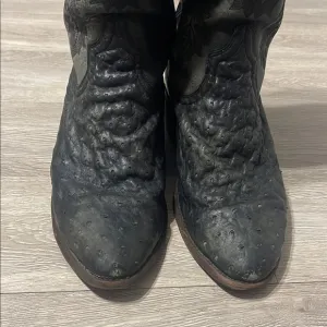 Black Ostrich Leather Cowboy Boots