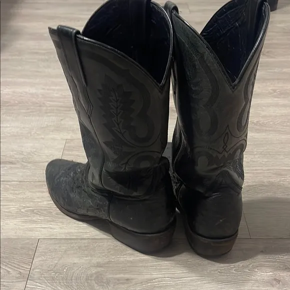 Black Ostrich Leather Cowboy Boots