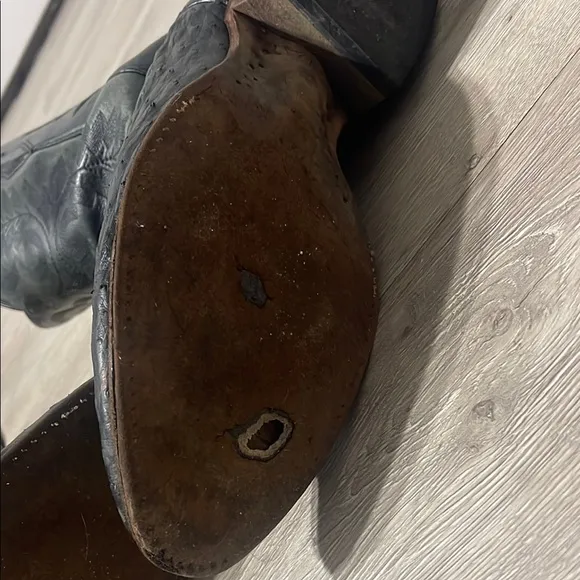 Black Ostrich Leather Cowboy Boots